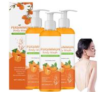 Bagnoschiuma al cachi e tè verde, Bagnoschiuma al cachi per il controllo degli odori corporei, Deodorante naturale per il corpo, Profumo fresco, Pulizia profonda e idratazione del corpo (3 pezzi)