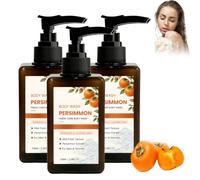 Bagnoschiuma all'Estratto di Cachi contro l'Odore Senile, Formula Delicata Idratante per Pelle Secca e Matura degli Anziani, Controllo Odori Corporeo Quotidiano per Tutto il Corpo (3 PCS)