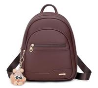 BAGOK Zainetto Mini Donna - Elegante Zaino in Similpelle con Logo Discreto, Zip Dorata e Superficie Strutturata - Zaino Piccolo per Donne e Ragazze per Uso Quotidiano, Viaggi e Scuola（Borgogna）