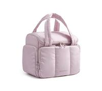 BAGSMART Beauty case grande e capiente, borsa per il trucco portatile con manico per shampoo, balsamo e pennelli da viaggio, rosa