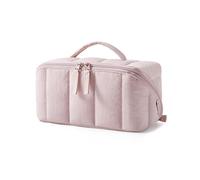 BAGSMART Borsa cosmetica da viaggio, organizer per cosmetici che si apre completamente, Colore: rosa., Fashion