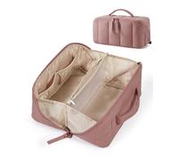 BAGSMART Borsa cosmetica da viaggio, organizer per cosmetici che si apre completamente, rosa scuro, Fashion