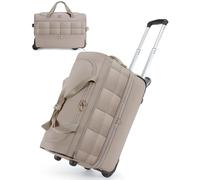 BAGSMART Borsa rolling Duffle da 40 l con ruote e maniglia, IATA Underseat Carry On Bags for Travel with Shoe Compartment, cammello