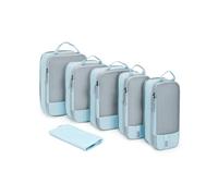 BAGSMART Organizer Valigia 6 Pezzi Set, Packing Cubes Compression Organizzatori Viaggio, Include Borse Porta Scarpe Con Coulisse, Per Zaini, Valigie e Contenitori per La Casa, 03-Blu