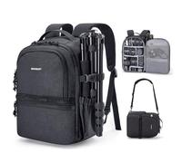 bagsmart Zaino per fotocamera, DSLR SLR piccola, compatibile con fotografi, tracolla 2 in 1, adatto per iPad da 12,9", per Sony, Canon, Nikon, Nero , Sportivo