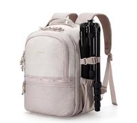 bagsmart Zaino per fotocamera, DSLR SLR piccola, compatibile con fotografi, tracolla 2 in 1, antifurto, adatto per iPad da 12,9", per Sony, Canon, Nikon, beige.