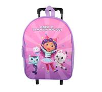 Bagtrotter - Gabby e la casa magica - Zaino scuola su ruote - Viola - Ragazza - 1 scomparto con zip - Spallacci imbottiti - 25x12x32cm - Poliestere - Zaino scuola infanzia