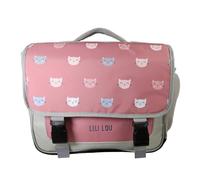 Bagtrotter - Lili Lou - Cartella 38cm - Grigio e rosa - 2 scomparti - 1 tasca con patta - 1 tasca per bottiglia - Spallacci imbottiti - Fondo rinforzato - Schienale imbottito - 38x13x34cm -