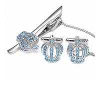 BagTu 3pcs Diamond Crown fermacravatta e Gemelli Set in Confezione Regalo