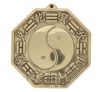 Bagua Mirror Decotta sospesa in ottone, simbolismo culturale a mano arte murale, imbarcazione in metallo geometrico, ornamento della porta interna per casa
