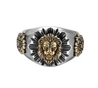 Bague en S925 Ouvertures de Lion Mâle Réglable Bijoux Anciens en ThaïlandaisConvient à la taille 18-24# HK, Ouverture réglable