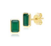 Baguette Classica Calcedonio Bottone Orecchini IN 9ct Oro Giallo