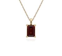 Baguette Classica Granato Piedini Set Ciondolo IN 9ct Oro Giallo
