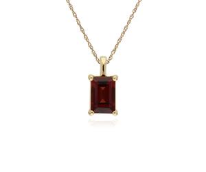 Baguette Classica Granato Piedini Set Ciondolo IN 9ct Oro Giallo