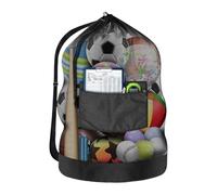 Bagure da calcio - Borsa a rete con cordino robusto | Stoccaggio sportivo di grande capacità | per il libero all'aperto durevoli per calcio, pallavolo, spiaggia, scuola, picnic