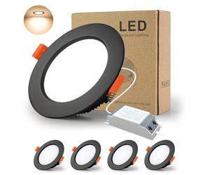 BAGZY 4x Faretti LED da Incasso, 18W Equivalenti a 150W,1500LM,AC 220-240V,Bianco Caldo 3000K,Ritaglio Ø 160-170mm,IP44,Faretto da Soffitto Ultra Piatto per Camera da Letto Bagno Cucina(Nero)