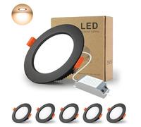 BAGZY 5x Faretti LED da Incasso per Cartongesso,5W Luci Ultrasottili da Soffitto e per l’illuminazione da Interno IP44,Bianco Caldo 3000K,500 Lumen,AC 220-240V,Foro Incasso 70-80mm(Nero)