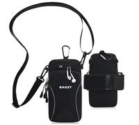 BAGZY Porta Telefono Corsa Da 7,0 Pollici con Tracolla, Porta Cellulare da Braccio Applicabile a Accessori Palestra da Corsa, Yoga, Accessori da Jogging per iPhone 15 Pro/14 Pro Max (Nero)