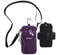 BAGZY Porta Telefono Corsa Da 7,0 Pollici con Tracolla, Porta Cellulare da Braccio Applicabile a Accessori Palestra da Corsa, Yoga, Accessori da Jogging per iPhone 15 Pro/14 Pro Max (Viola)