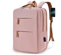 BAGZY Zaino da Viaggio Aereo 40x30x15cm Per Air France British Airways Bagaglio a Mano per Aereo Impermeabile Zaino Porta PC 15.6 Pollici Cabin Bag 20L USB Connessione Zainos Uomo Donna Rosa