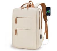 BAGZY Zaino da Viaggio Aereo 40x30x15cm Per Air France British Airways Bagaglio a Mano per Aereo Impermeabile Zaino Porta PC 15.6 Pollici Cabin Bag 20L USB Connessione Zainos Uomo Donna Beige