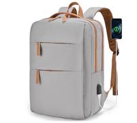 BAGZY Zaino da Viaggio Aereo 40x30x15cm Per Air France British Airways Bagaglio a Mano per Aereo Impermeabile Zaino Porta PC 15.6 Pollici Cabin Bag 20L USB Connessione Zainos Uomo Donna Grigio