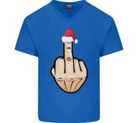 Bah Humbug Dito Flip Divertente Natale Maleducato Uomo Scollo A V Cotone T-Shirt