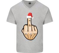 Bah Humbug Dito Flip Divertente Natale Maleducato Uomo Scollo A V Cotone T-Shirt