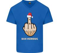 Bah Humbug Finger Flip Divertente Natale Scortese Maglietta Uomo A V In Cotone