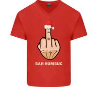 Bah Humbug Finger Flip Divertente Natale Scortese Maglietta Uomo A V In Cotone