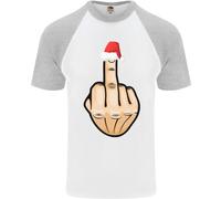 Bah Humbug Finger Flip Divertente Natale Scortese Uomo S/S Maglietta Baseball