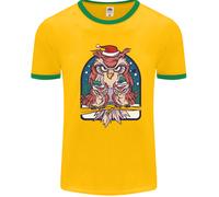 Bah Humbug Grumpy Christmas Owls Uomo Ringer T-Shirt