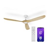 Klarstein Bahama Breeze - Ventilatore da soffitto smart | Pale del rotore in legno massiccio | Telecomando + controllo tramite app