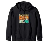 Bahamas Estate Spiaggia Tramonto Palma Vintage Retro Felpa con Cappuccio