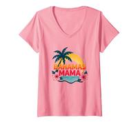 Bahamas Mama Tropical Paradise Beach Vacanza Maglietta con Collo a V, Donna, Rosa, XL