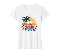Bahamas Mama Tropical Paradise Beach Vacanza Maglietta, Donna, Bianco, L