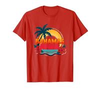Bahamas Mama Tropical Paradise Beach Vacanza Maglietta, Uomo, Rosso, L