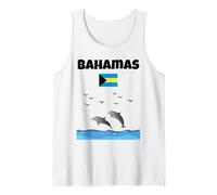 Bahamas souvenir Dolphin amante delfino guardando la bandiera delle Bahamas Canotta