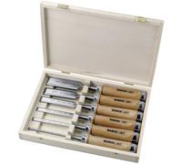 Bahco 425-083 Kit di scalpelli per legno, 6 pz, scatola di legno, 6, 10, 12, 18