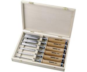 Bahco 425-083 Kit di scalpelli per legno, 6 pz, scatola di legno, 6, 10, 12, 18