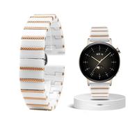 BAHDB Cintura da polso con cinturino per orologio con cinturino in acciaio ceramico di lusso da 20 mm 22 mm(White rose,22mm)