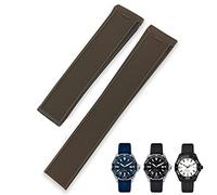 BAHDB Cinturino per orologio in gomma siliconica da 20mm 22mm adatto per Tag Heuer CARRERA AQUARACER 300 WAY201A WAY211C Nero Blu Marrone Accessori per orologi(Brown Without Buckle,20mm)