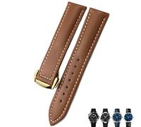 BAHDB Cinturino per orologio in pelle di mucca 18mm 19mm 20mm per cinturini per orologi Omega Seamaster 300 Speedmaster(Brown gold,18mm)
