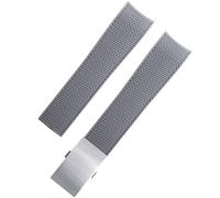 BAHDB Fibbia pieghevole con cinturino in gomma impermeabile da 21 mm, per orologio subacqueo Longines HydroConquest L3 L3.742 blu(Gray silver)