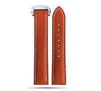 BAHDB Per Omega Seamaster 300 150 Speedmaster 007 AT150 cinturino orologio marrone bracciale chiusura pieghevole 19mm 20mm 21mm cinturino in pelle italiana, B Light Brown-Silver, 20mm