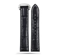 BAHDB Per Omega Seamaster 300 150 Speedmaster 007 AT150 cinturino orologio marrone bracciale chiusura pieghevole 19mm 20mm 21mm cinturino in pelle italiana, A Black -Silver, 20mm