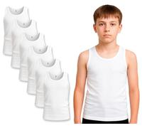 Bahob® Confezione da 6 canotte da ragazzo in morbido cotone canotte per bambini senza maniche Canottiere 100% cotone 3-13 anni, bianco, 13-14 Anni