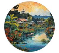 Baia delle Vacanze Puzzle 1000 Pezzi Paesaggio Tropicale Rotondo Puzzle Gioco Casual Arte Decorazione Moderna per Tutta La Famiglia 1000pcs (67,5x67,5cm)