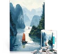 Baia di Ha Long, Vietnam Puzzle da 1000 pezzi per adolescenti Vacanza a casa: uccidere il tempo Ogni pezzo è unico - Gioco divertente e stimolante per tutta la famiglia 38x26cm