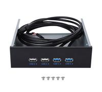 Baia per unità ottica da 5,25 pollici con 4 porte USB 3.0 e USB 2.0, pannello frontale in metallo con connettori a 19 e 9 pin, hub USB interno plug and play per PC desktop